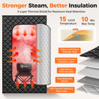 Portable Infrared Sauna Box for Home, 3L 1400W Steam Sauna TentPortable Sauna, Personal Sauna Pod, 660nm Red Light, Remote Control, Folding Chair, 15 Levels, 99-Min Timer,32" x 32" x 71"