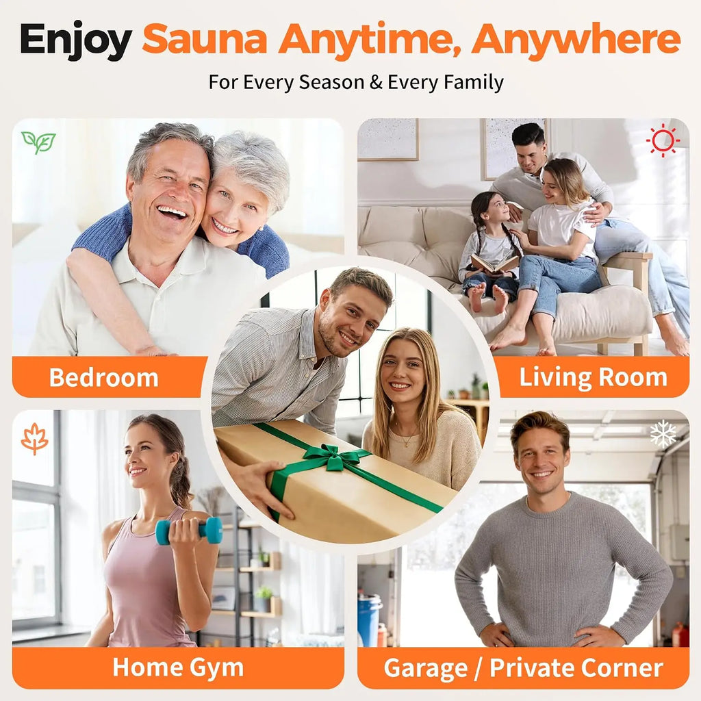 Portable Infrared Sauna Box for Home, 3L 1400W Steam Sauna TentPortable Sauna, Personal Sauna Pod, 660nm Red Light, Remote Control, Folding Chair, 15 Levels, 99-Min Timer,32" x 32" x 71"