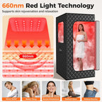 Portable Infrared Sauna Box for Home, 3L 1400W Steam Sauna TentPortable Sauna, Personal Sauna Pod, 660nm Red Light, Remote Control, Folding Chair, 15 Levels, 99-Min Timer,32" x 32" x 71"