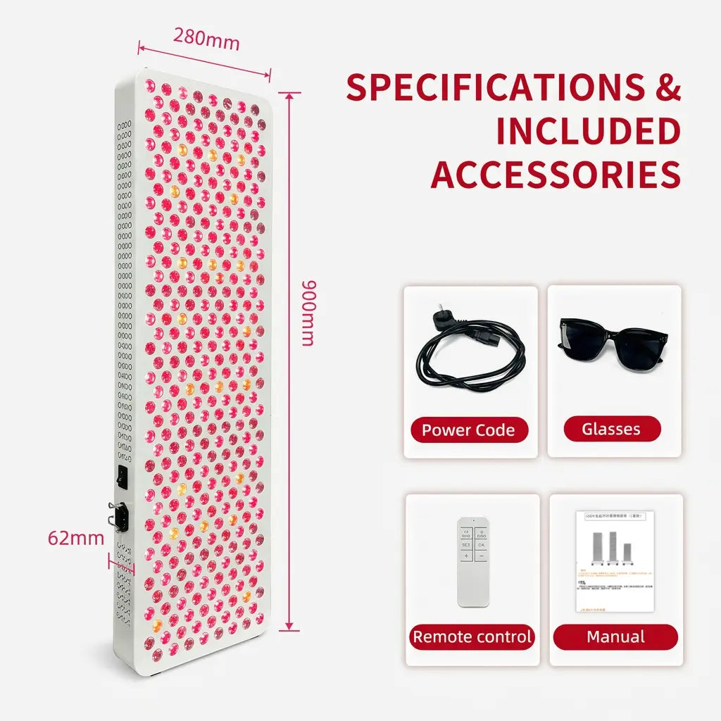 1500W LED Infrared Light Therapy Panel with Near-Infrared Support
