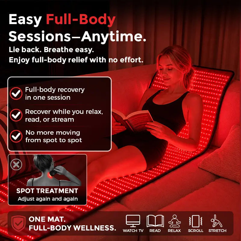 wondear full-body red and near-infrared LED therapy mat with 1440 LEDs for muscle recovery