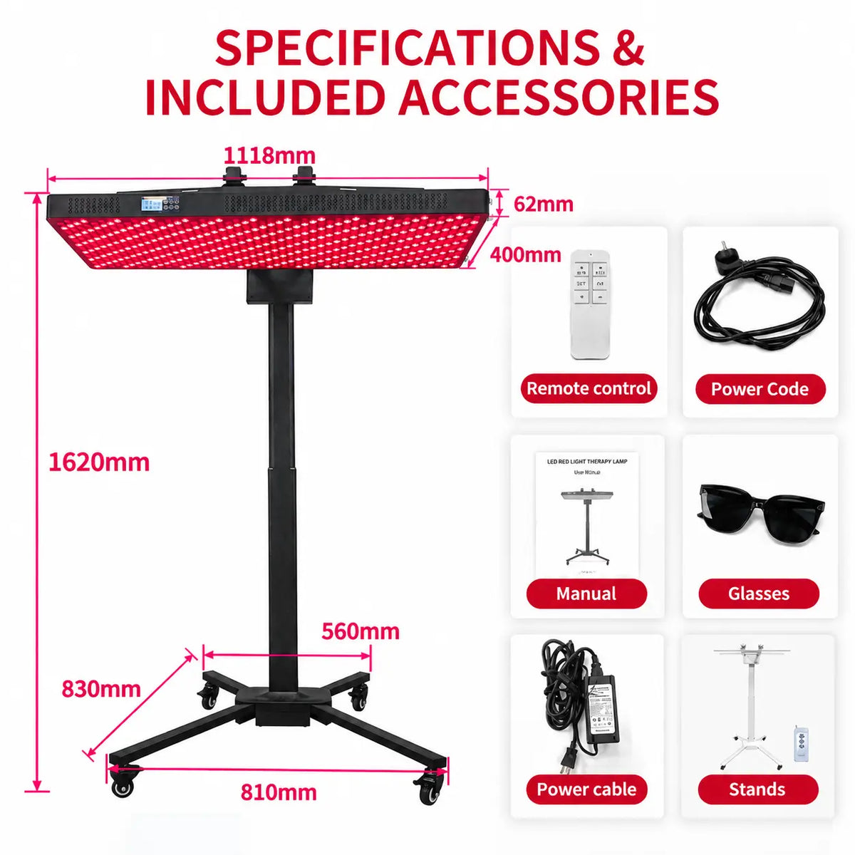 3000W Infrared & Red Light Therapy Panel, Full Body & Targeted Use