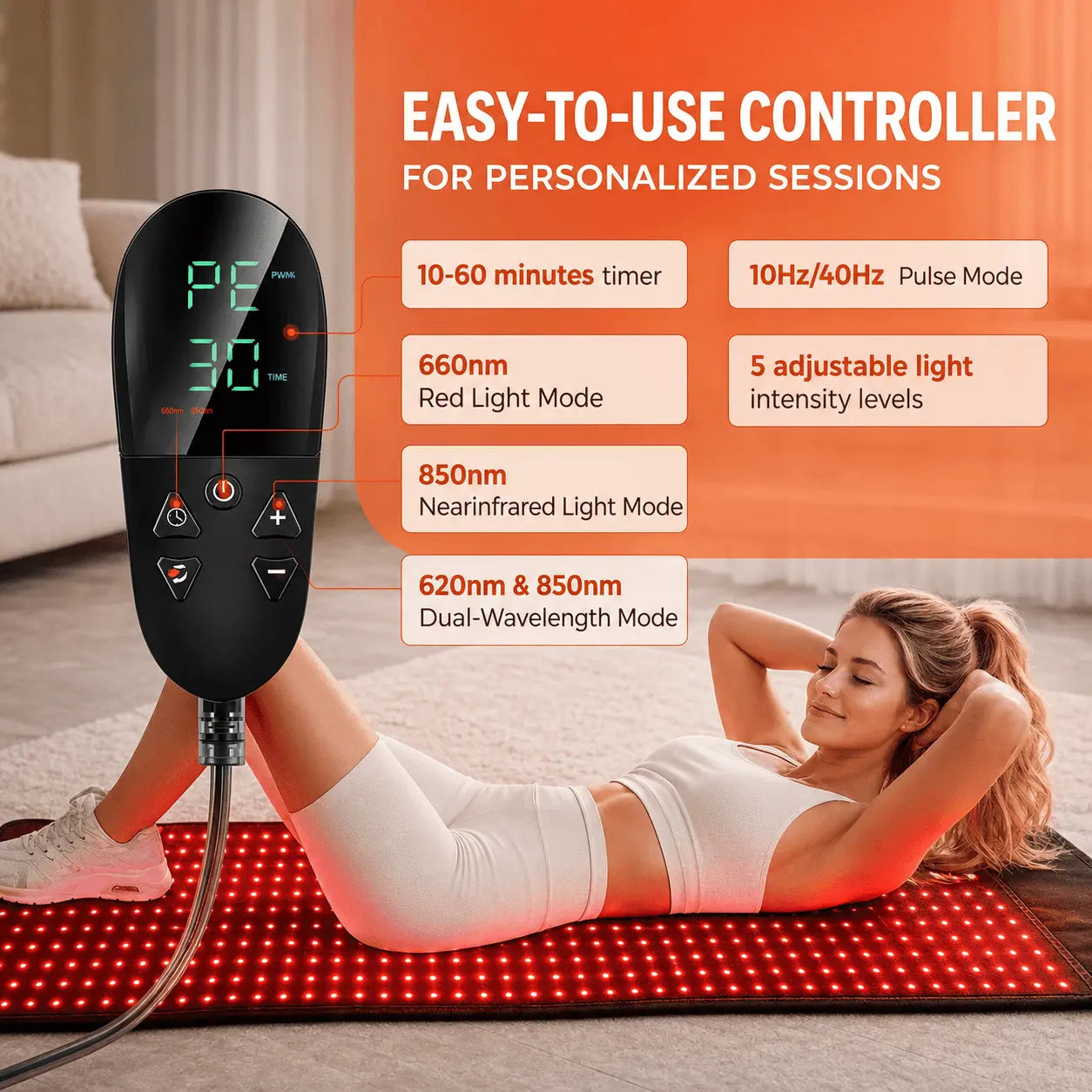 Wondear Red Light Therapy Mat & 3D Face Mask Bundle, 660nm/850nm LEDs wondear