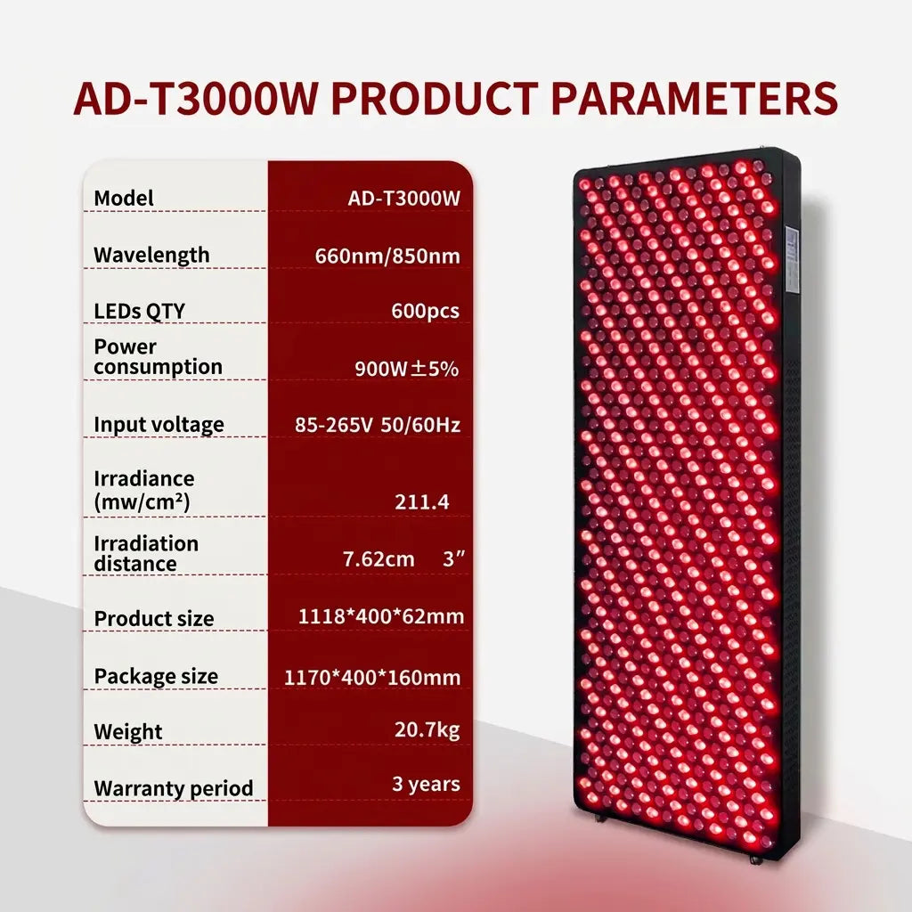 3000W Infrared & Red Light Therapy Panel, Full Body & Targeted Use
